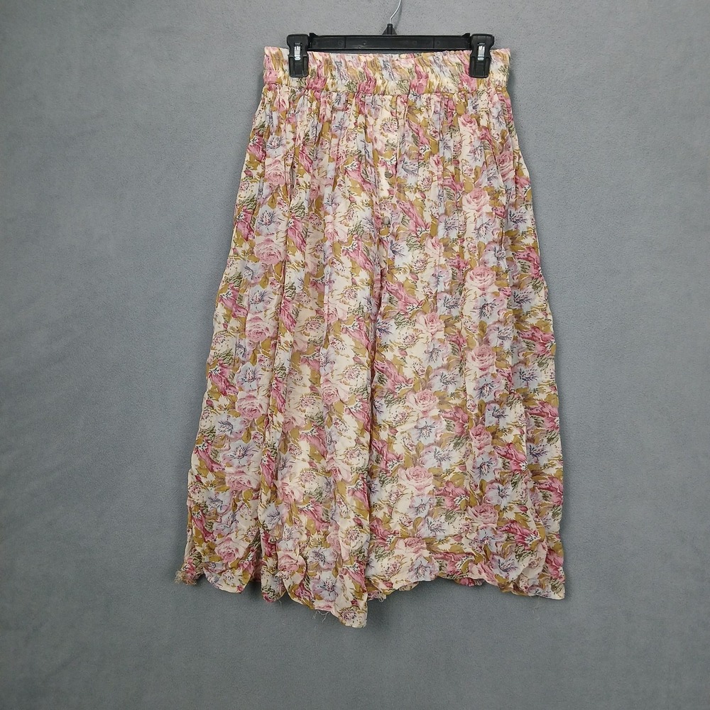 Avant Garde Midi Skirt‎ Womens One Size Fits All Multicolor Floral Elastic Waist